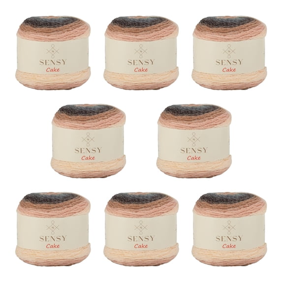 8 Skeins of Sensy Cake Yarn, 5.3 oz, 525 Yards, Multicolor Yarn for Crocheting and Knitting, Craft Yarn, Gauge 3 Light (561)