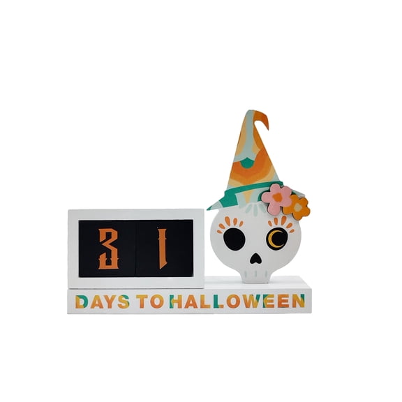Ashland Skull Halloween Countdown White Black Orange 8"