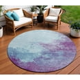 thumbnail image 1 of HomeRoots 604841 8 ft. Sky Blue & Purple Round Abstract Washable Indoor & Outdoor Area Rug, 1 of 5