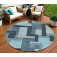 thumbnail image 1 of HomeRoots 613237 8 ft. Sky Blue, Denim Blue & Gray Round Geometric Washable Indoor & Outdoor Area Rug, 1 of 5