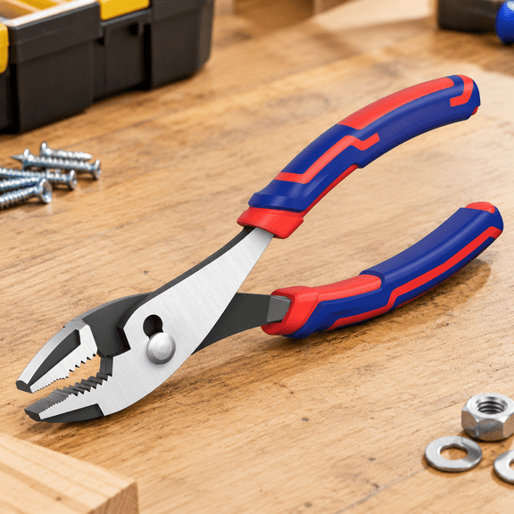 8 Slip Joint Pliers Tool, Large Soft Grip, Rust Prevention Finish, 3-Zone Serrated Jaw Forged from High Carbon Steel for Maximum Grip