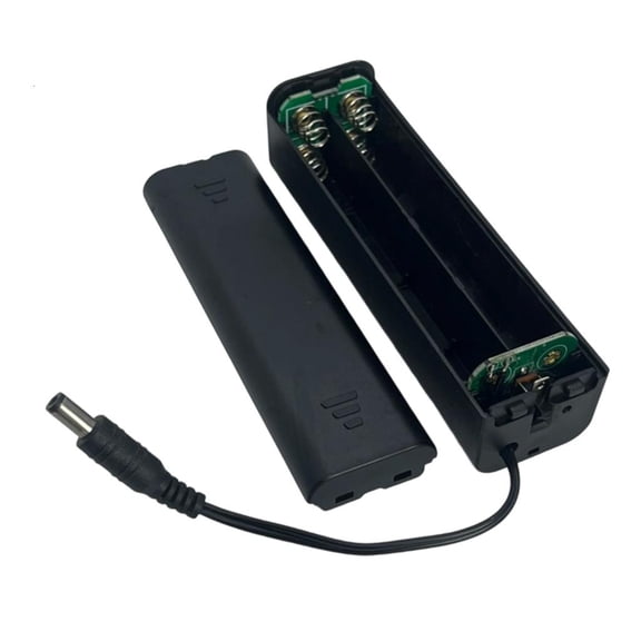 8 Slot 2A Battery Case with Integrated Power Switches and Protective Lid 8 Cell Capacity DC5521 Connector