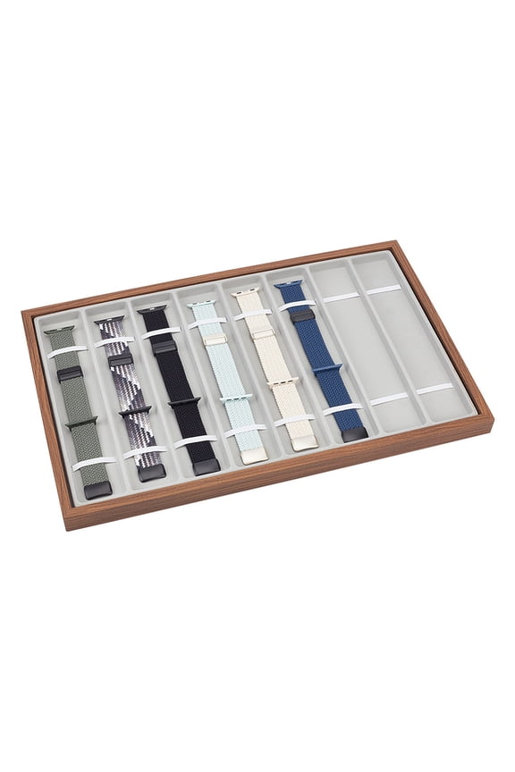 8-Slot MDF Watch Display Trays Rectangle Light Grey 40.8x25.7x2.2cm for making