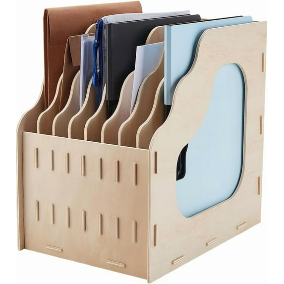 8 Slot Paper File Organizer DIY for Desk Wood File Paper Holder Shelf Desktop Document Letter Envelope Mail Sorter Storage Rack Compartments DIY for A4 Size Folders Documents 13.4x9.25x13inch