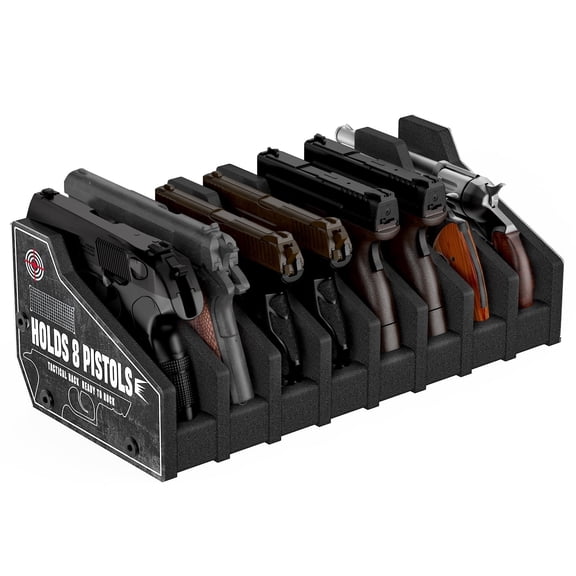 8-Slot Pistol Foam Rack for Gun Safe, Pistol Holder for Storage, Gun Cabinet Accessories, High-Density EVA Foam with Acrylic Plates and Stainless Steel Rods, Fits Most Handguns - for Secure Storag