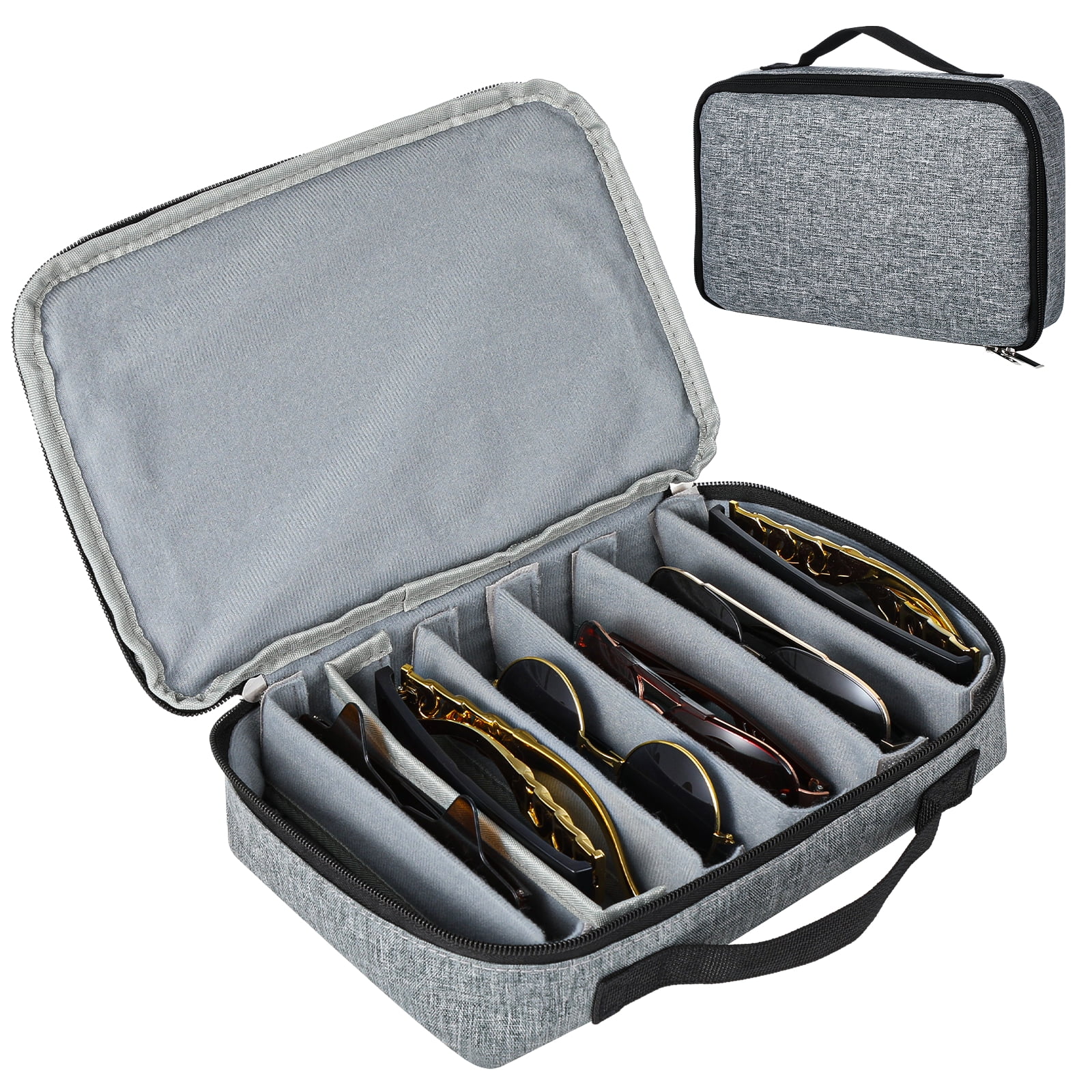 Travel Sunglasses Organizer​ Hard Shell​ Sunglass Case Adjustable Slots for 8 Hard Shell Travel Sunglasses Organizer Case - Holds 8 Pairs  main image 2