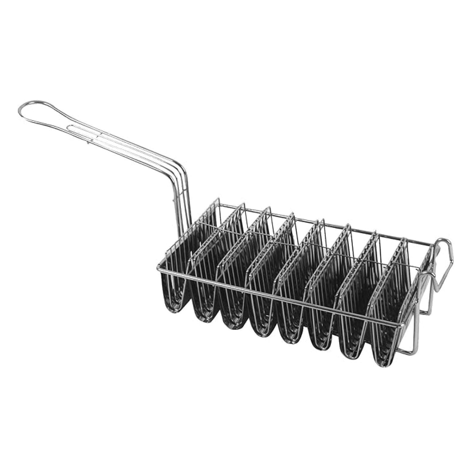8-Slot Taco Basket for Deep Frying - Taco Holder Fry Basket with Grip ...