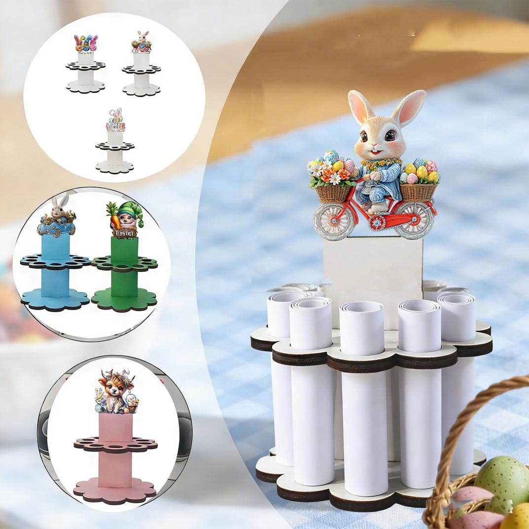 8-Slot Wooden Money Clip Holder, Easter Rabbit & Egg Themed Display ...