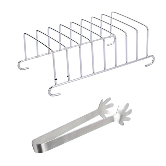 8 Slots Stainless Steel Toast Bread Holder, Rectangle Pancake Holder Kitchen Organizer Bakeware Cooling Racks Air Fryer Accessories