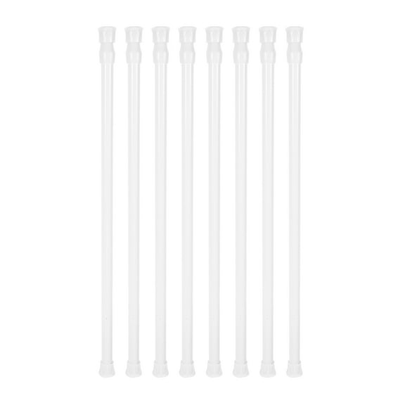 8 Small Tension Rods 15.7 inch to 28 inch Spring Extendable Curtain Curtain Shower Curtain Telescopic Rod for Kitchen Cabinet Cutlery, Closets and Cabinets, White