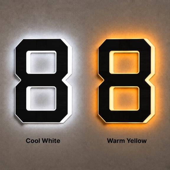 8 in Solar LED House Number Light, Includes 1 Address Number or Letter, IP67 Waterproof, 2000mAh Battery, Warm & Cool White, Auto Dusk-to-Dawn for Outdoor Home, Yard & Garage