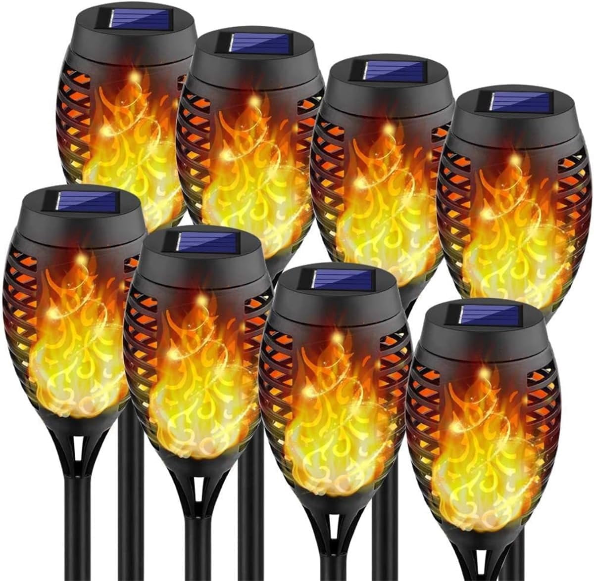 8 Solar Lights Outdoor Garden,Waterproof LED Landscape Lights Ornaments,Flickering Dancing Flaming Torch Solar Lights Stake for Pathway Yard Patio Walkway Lawn Decorative