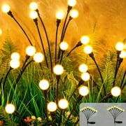 BN-LINK 2 Pack Solar Garden Lights, Auto On/Off 16 LED Solar Swaying Lights Outdoor Waterproof, Firefly Light for Outside Yard Pathway Landscape Decorations (Warm White)
