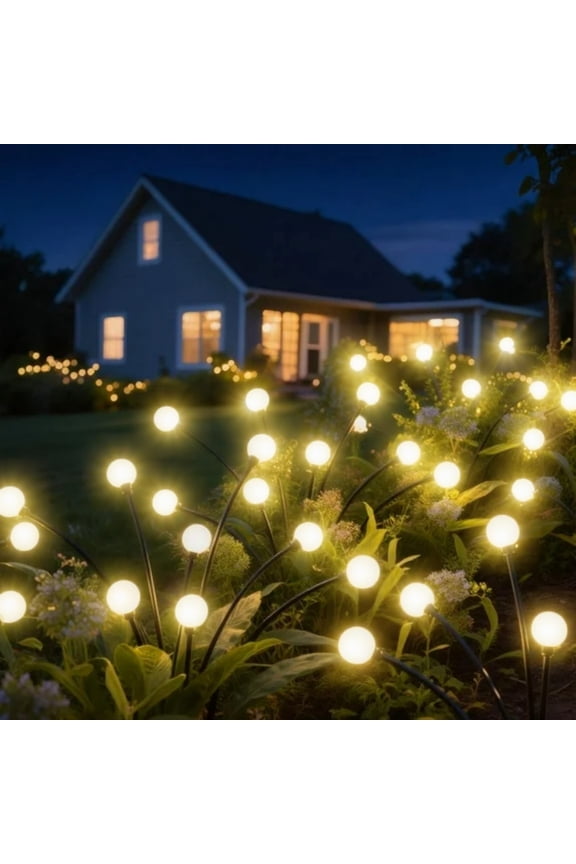 2 Pack Solar Garden Lights, Auto On/Off 16 LED Solar Swaying Lights Outdoor Waterproof, Firefly Light for Outside Yard Pathway Landscape Decorations (Warm White)