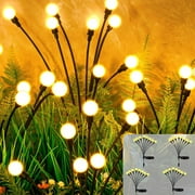 BN-LINK 4 Pack Solar Garden Lights, Auto On/Off 32 LED Solar Swaying Lights Outdoor Waterproof, Firefly Light for Outside Yard Pathway Landscape Decorations Warm White