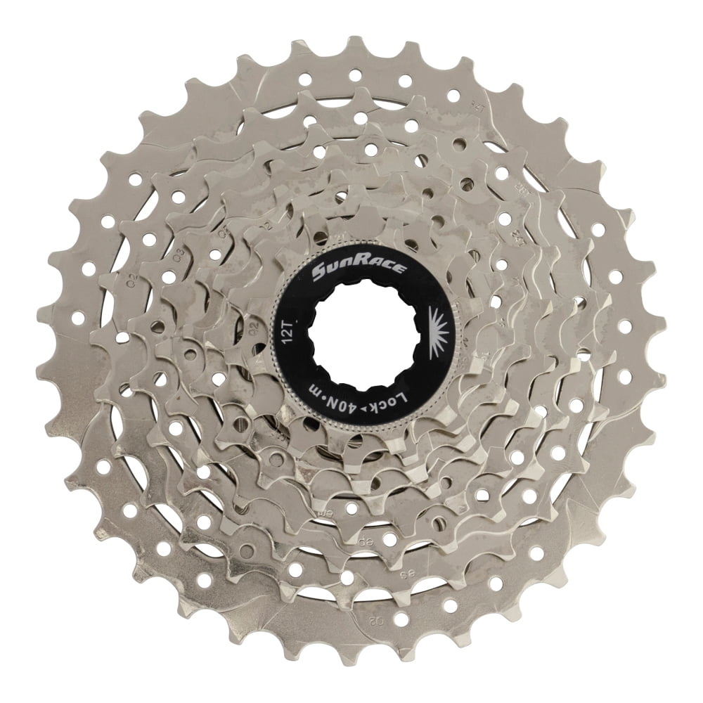 Sunrace 8-Speed Bike Cassette 12-34T - Nickel Plated For Smooth Shifting