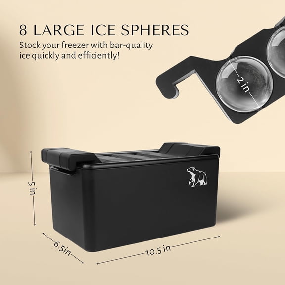 8 Sphere Ice Ball Maker for Whiskey & Cocktails Creates 2 Inch Round Ice Spheres for Home Bars, Bourbon, and Mixology