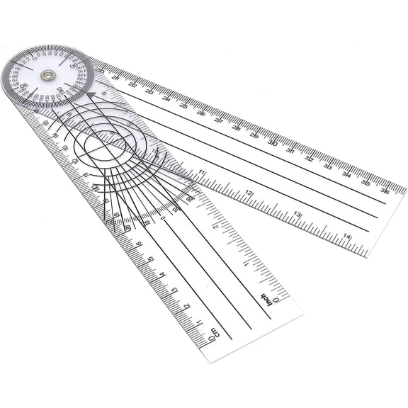 8" Spinal Ruler Goniometer 360 Degree Clear Plastic Protractor For Measuring Range of Motion