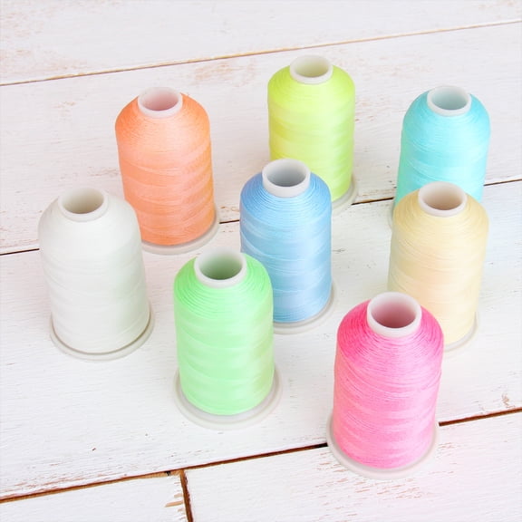 8 Spool Set Threadart Glow In The Dark Machine Embroidery Thread | 1000M Cones Compatible with Brother Janome Pfaff Babylock Singer Bernina Husqvarna and Most Home Embroidery Machines