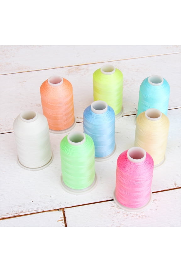 8 Spool Set Threadart Glow In The Dark Machine Embroidery Thread | 1000M Cones Compatible with Brother Janome Pfaff Babylock Singer Bernina Husqvarna and Most Home Embroidery Machines