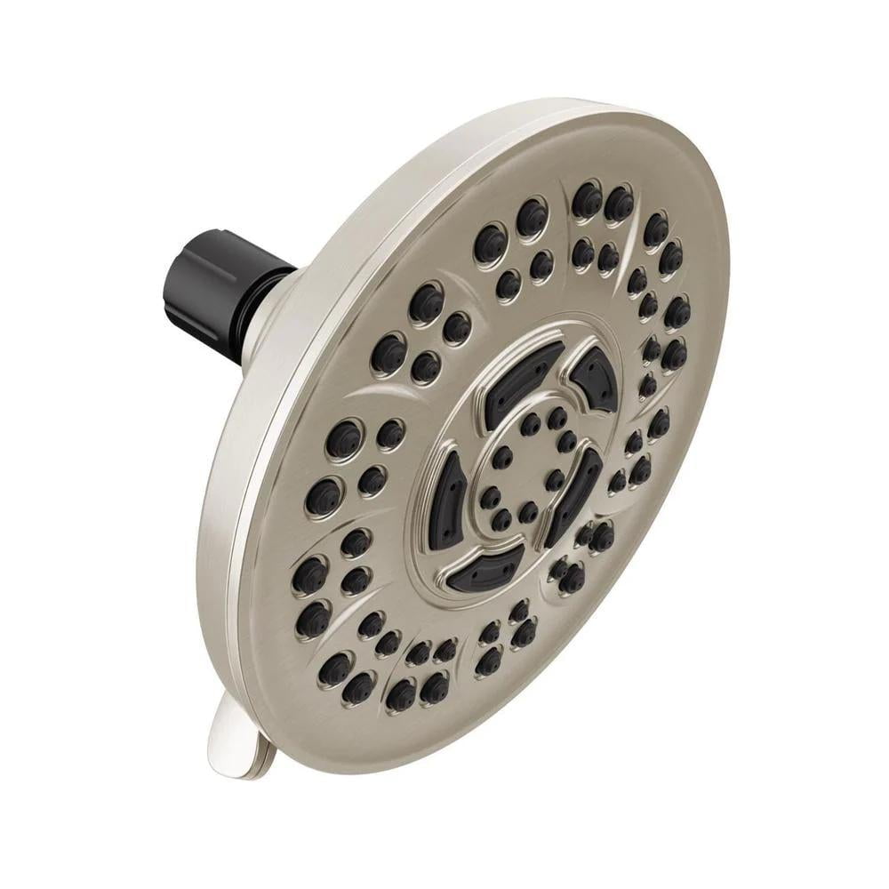 8-Spray Patterns 6 In. Wall Mount Fixed Shower Head In Brushed Nickel