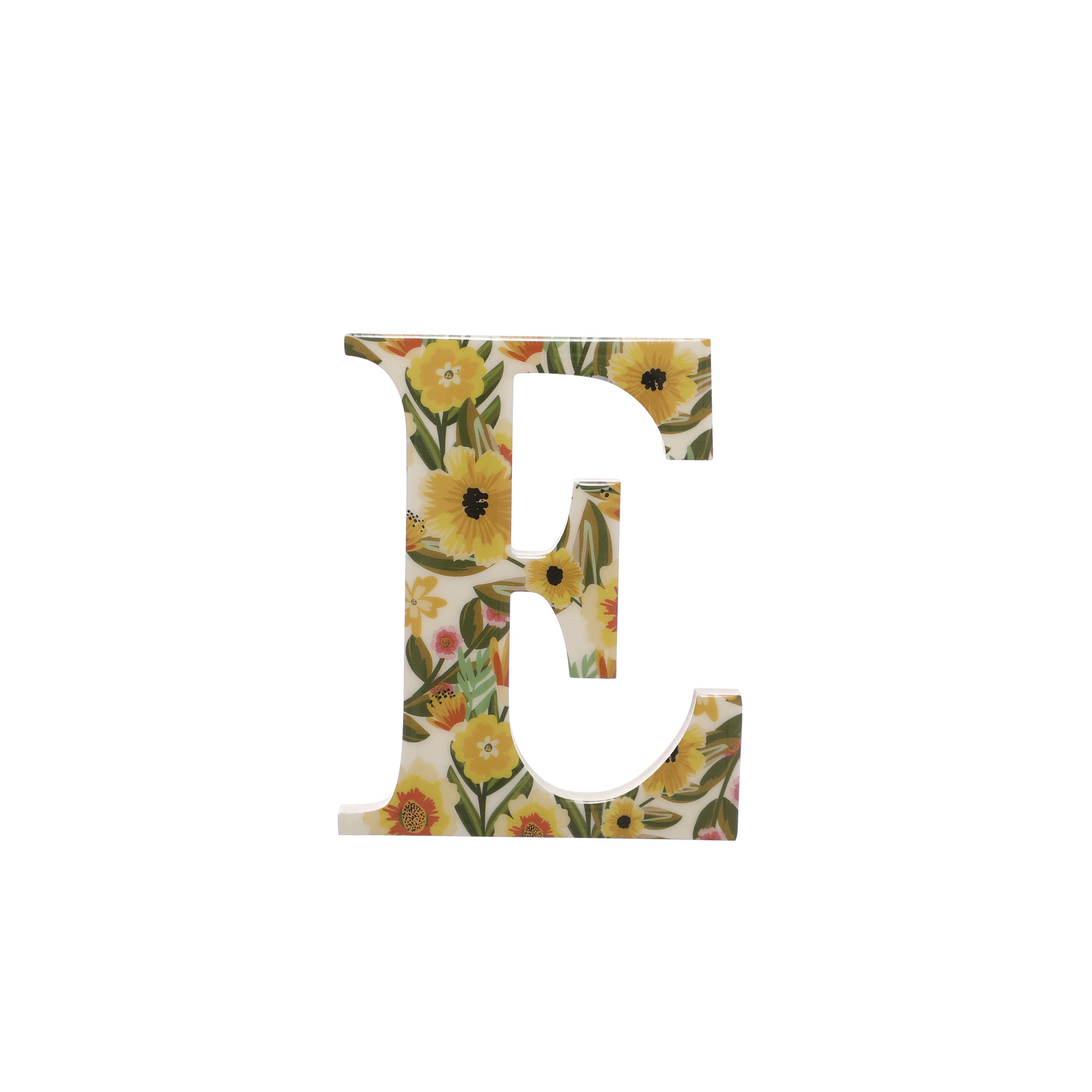 8” Yellow Floral Print Customizable Wooden Monogram Letter