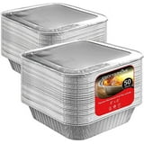 "Stock Your Home 8"" Square Foil Pans with Lids (50 Pack) - Disposable