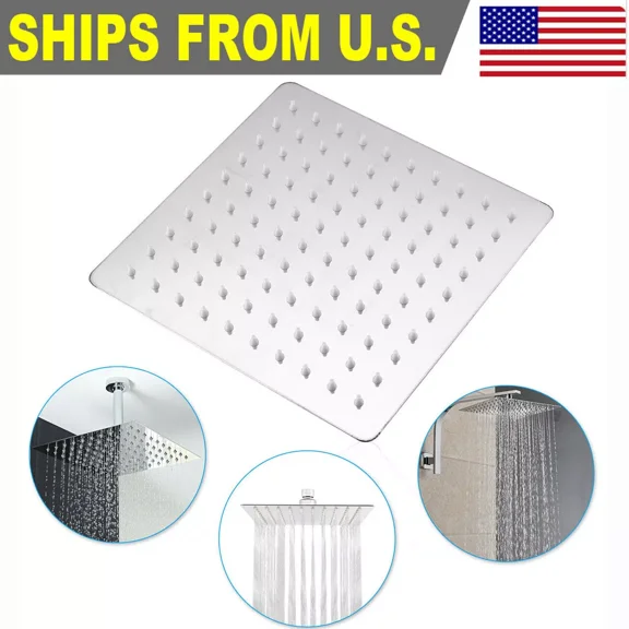 8" Square Rainfall Stainless Steel Rain Shower Head Bathroom Top Ceiling Sprayer