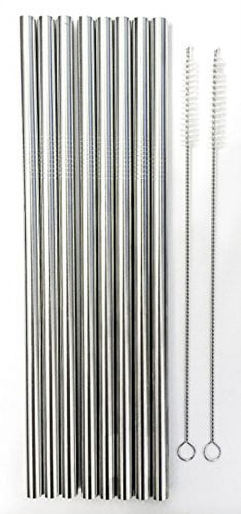 8 Stainless Steel Wide Smoothie Straws - CocoStraw Large Straight Frozen  Drink Straw + 2 Cleaning Brush