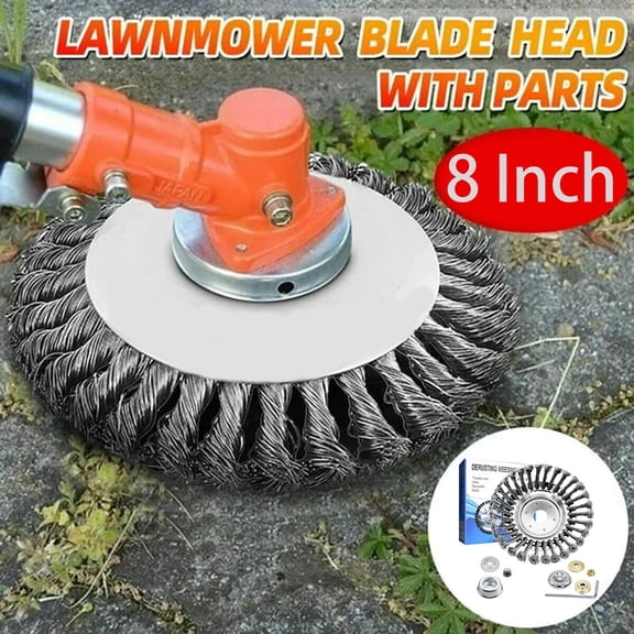 8'' Steel Wire Wheel Brush Cutter Weed Eater Trimmer Head with Adapter Kit