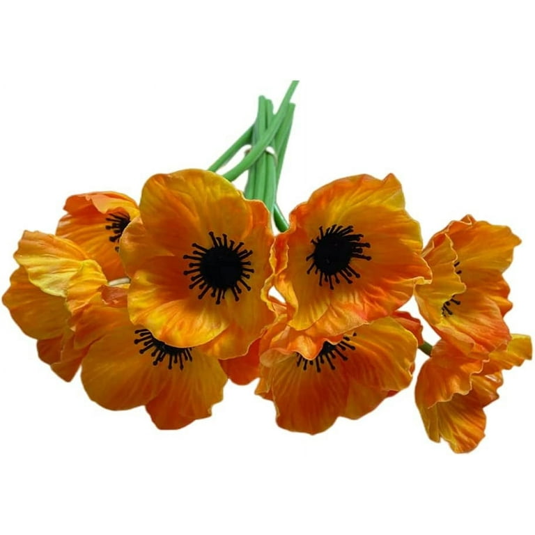 8 Stem Artificial Flowers Bouquets Retro No Fade Anemone PU Fake