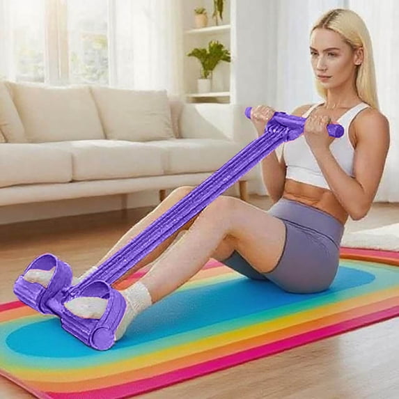 8-Strand Foot Pedal Resistance Trainer, Adjustable Shoulder and Back Elastic Bands, Multifunctional Home Gym Exercise Equipment for Full Body Workout Fitness Enthusiasts