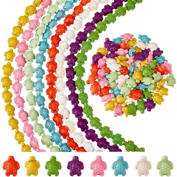 8 Strands 8 Colors 184PCS Turtle Gemstone Beads Turquoise Beads Sea Ocean Animal Loose Spacer Bead Turtle Jewelry Accessories Cute Tortoise Stone Bead for Jewelry Making