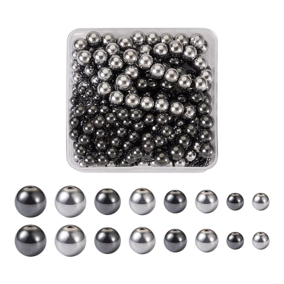 8 Strands 8 Styles Non-magnetic Hematite Beads Strands Grade A Round Mixed Color 4~10mm Hole: 1mm about40~ 95pcs/strand 15.5''(39.37cm) 1 strand/style