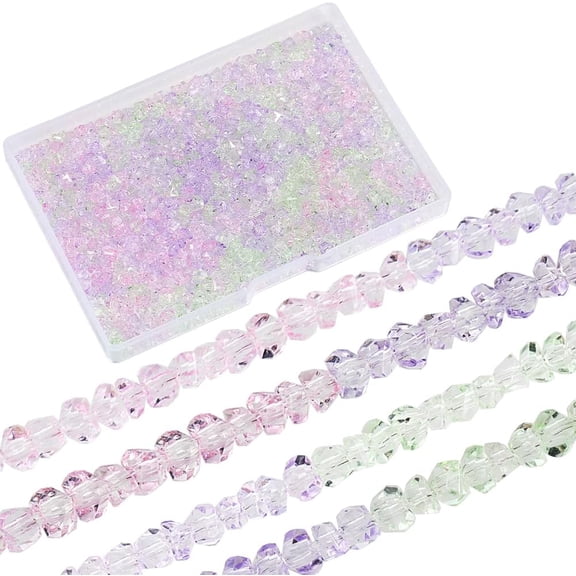 8 Strands Transparent Gradient Color Glass Bead Strands Segmented Multi-color Beads Faceted Triangle Orchid 4.5x4x3.5mm Hole: 1mm about 134~137pcs/strand 13.27~13.39 inch(33.7~34cm)