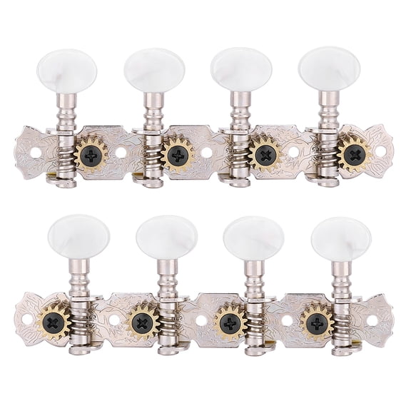 8 String Mandolin Tuning Pegs Machine Heads 4L 4R Tuners with Screws Ferrules Pearl White Buttons