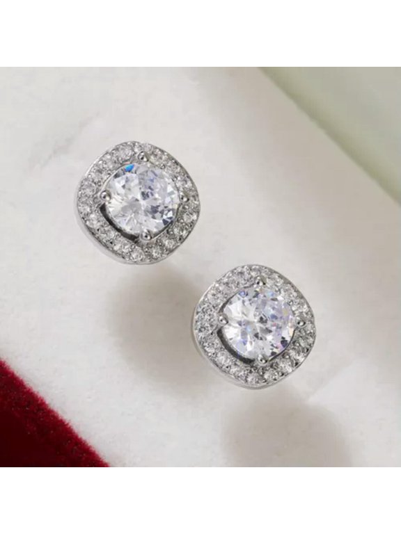 8 Style Stud Earring Round Cut Cubic Zircon Women Jewelry 925 Silver Earring