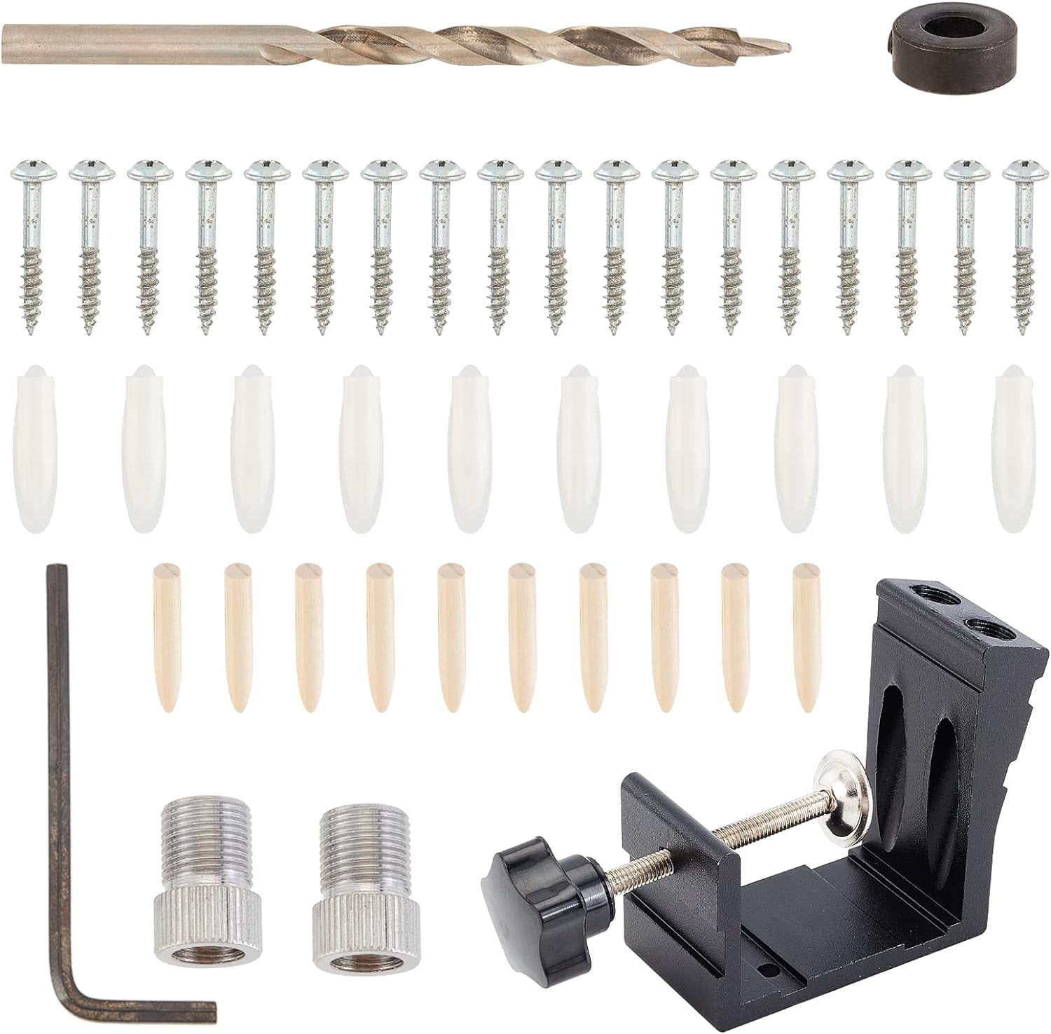 8 Styles 1Set Aluminum Alloy Pocket Hole Jig Kits Joinery Screw Kit Carpenters Wood Woodwork Guides Joint Angle Tool Carpentry Locator for DIY Household Projects for DIY