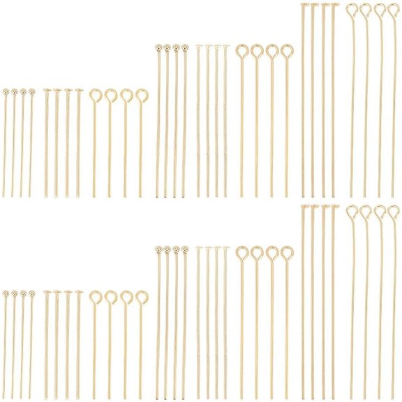 8 Styles 240pcs Stainless Steel Eye Pins Golden Ball Head Pins 30-50mm Head Pins Open Eye Pins for DIY Jewelry Findings Components Making Arts & Crafts Projects