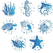 8Styles Sea Animal Window Decals Static Sea Turtles Glass Sliding Door Sticker Clings Non Adhesive Vinyl Film Ocean Bedroom Bathroom Decals