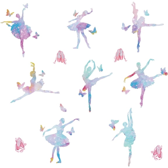 8 Styles Ballet Wall Sticker Ballerina Wall Decor Dancing Ballerinas Dancing Girl Decals Sticker Butterfly Vinyl Art Room Decor Girls Bedroom Decals Nursery Living Room Decoration