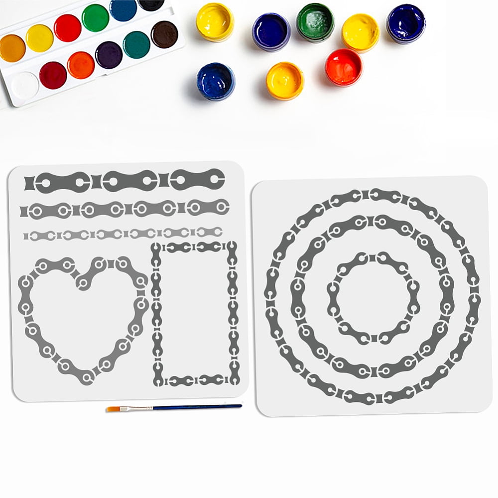 8 Styles Chain Stencils 11.8×11.8inch Chain Love Rectangle Circle ...