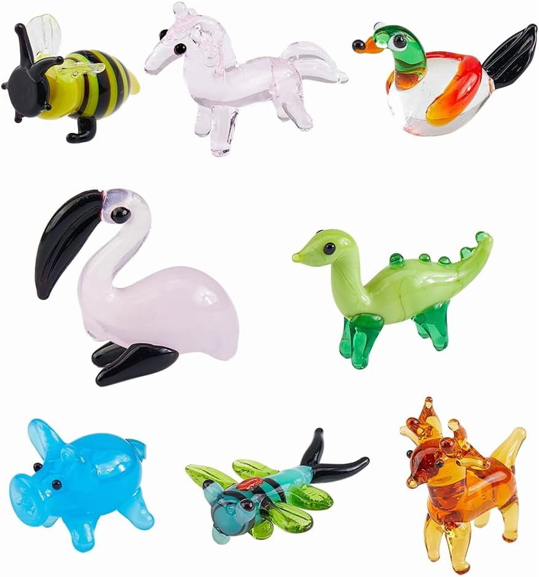 8 Styles Hand Blown Glass Figurines Miniature Animal Glass Decor