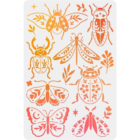 8 Styles Insects Stencil Large Flower Big Bug Stencil 15.723.6inch Butterfly Moth Moon Leaves Pattern Reusable Floral Animal Insect Template