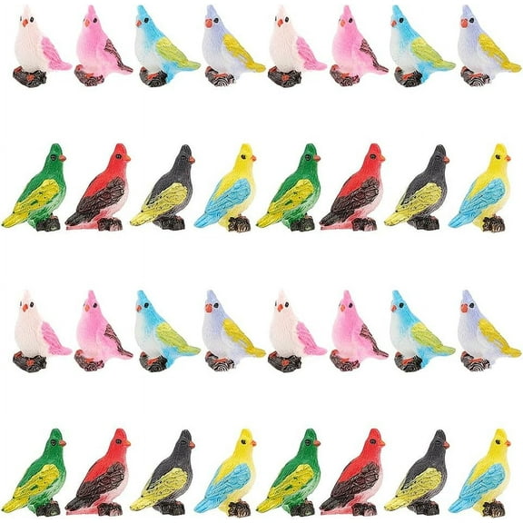 8 Styles Miniature Bird Figurines Resin Mini Bird Figures Animal Model for DIY Landscape Display Decoration Simulation Birds Figurines Accessories for DIY Garden Plant Flower Pots Ornaments