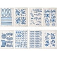 8 Styles Pottery Ceramics Clay Transfer Paper 15x21iinch Blue and White