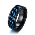 thumbnail image 1 of 8 Styles Silver/Black/Gold/Blue Spinner Chain Cz Band Stainless Steel Spin Ring, 1 of 8