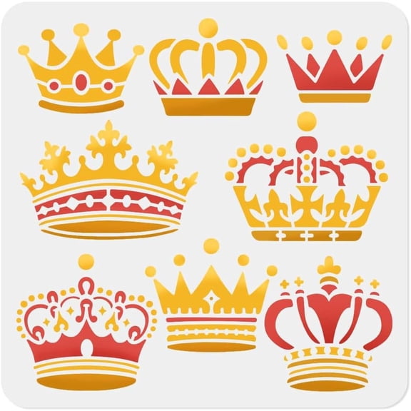 8 Styles Stencil for Painting 11.8"x11.8"Reusable Headwear Stencil Drawing Template Queen King DIY Craft Paint Template for Wall Home Decor Wood Burning Card Journal Fabric