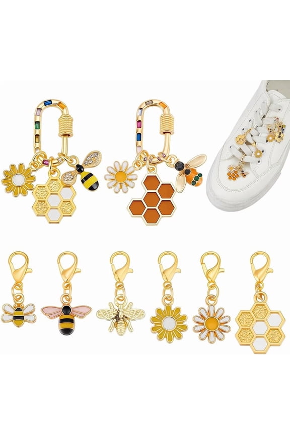 8 Styles Yellow Shoe Charms Bee Honeycomb Sunflower Shoe Charm Decorative Shoes Accessories
