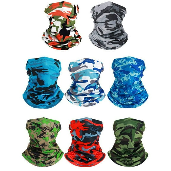 8 Summer Camo Neck Gaiter Scarf, Men Bandanas, Sun Hoods Balaclava Face Mask